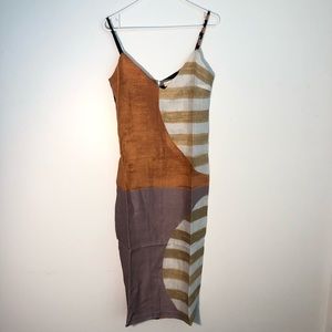 NEW Cala de la Cruz Rafaela Geometric Dress Linen Colombia Luxury Resort Wear